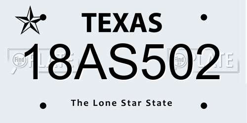 18AS502 Texas License Plate