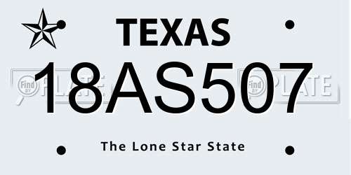 18AS507 Texas License Plate