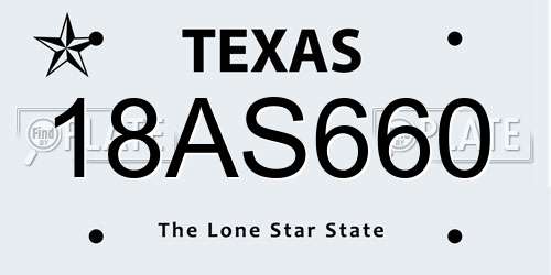 18AS660 Texas License Plate