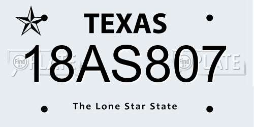18AS807 Texas License Plate