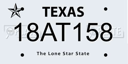 18AT158 Texas License Plate