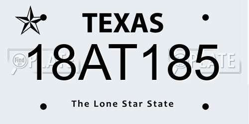 18AT185 Texas License Plate