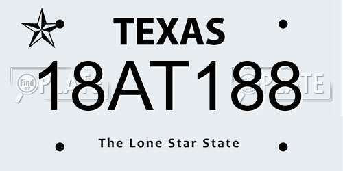 18AT188 Texas License Plate
