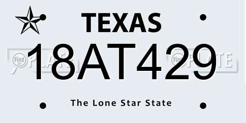 18AT429 Texas License Plate