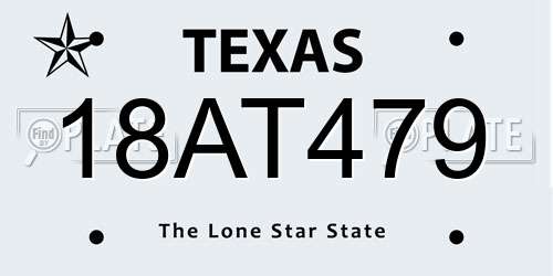 18AT479 Texas License Plate