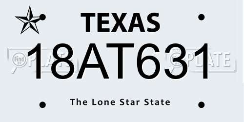 18AT631 Texas License Plate