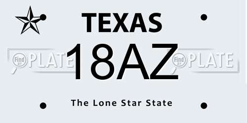 18AZ Texas License Plate