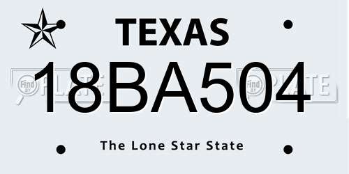 18BA504 Texas License Plate