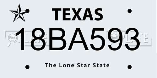 18BA593 Texas License Plate
