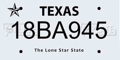 18BA945 Texas License Plate