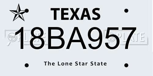 18BA957 Texas License Plate