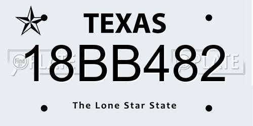 18BB482 Texas License Plate
