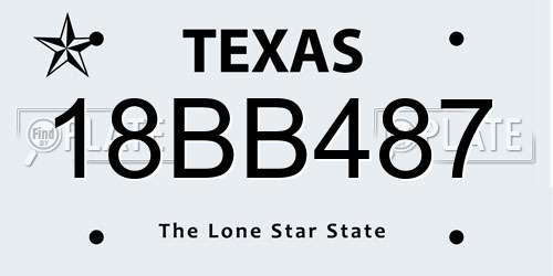 18BB487 Texas License Plate