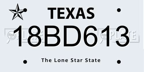 18BD613 Texas License Plate