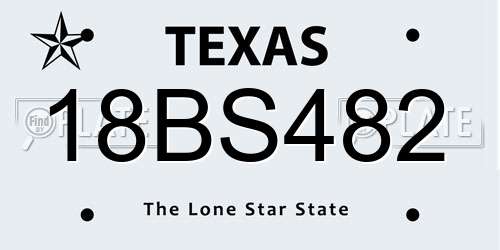 18BS482 Texas License Plate
