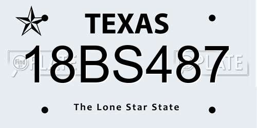 18BS487 Texas License Plate