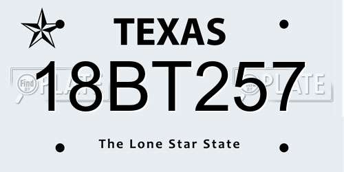 18BT257 Texas License Plate