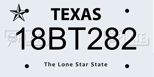 18BT282 Texas License Plate