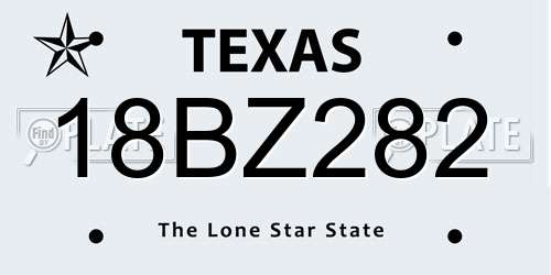18BZ282 Texas License Plate