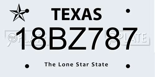 18BZ787 Texas License Plate