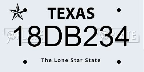 18DB234 Texas License Plate