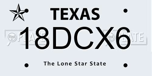 18DCX6 Texas License Plate