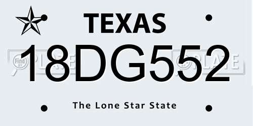 18DG552 Texas License Plate