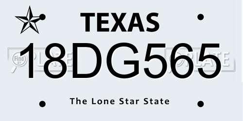 18DG565 Texas License Plate