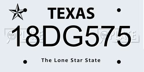 18DG575 Texas License Plate