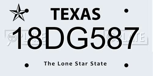 18DG587 Texas License Plate
