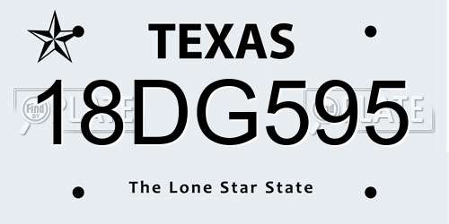 18DG595 Texas License Plate