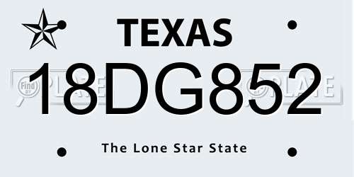 18DG852 Texas License Plate