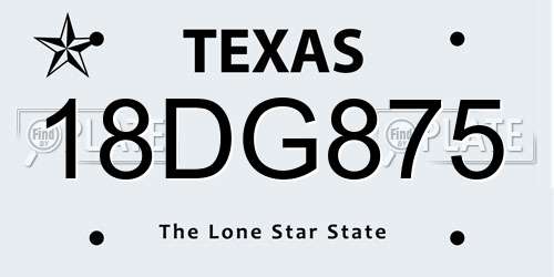 18DG875 Texas License Plate