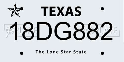 18DG882 Texas License Plate