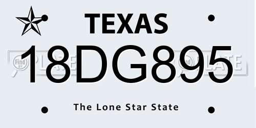 18DG895 Texas License Plate
