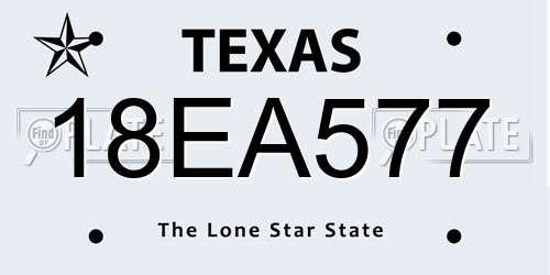 18EA577 Texas License Plate