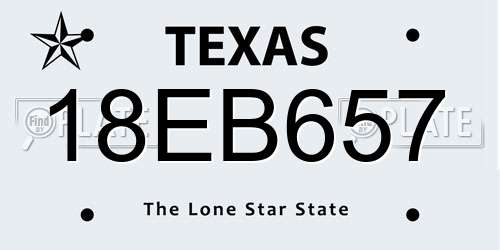 18EB657 Texas License Plate