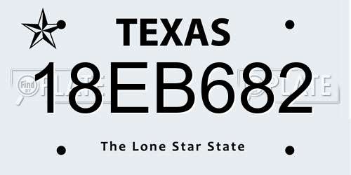 18EB682 Texas License Plate