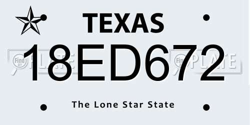 18ED672 Texas License Plate