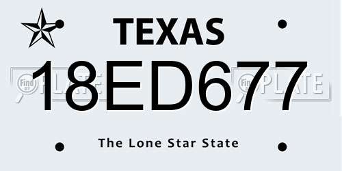 18ED677 Texas License Plate