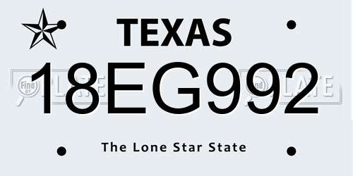 18EG992 Texas License Plate