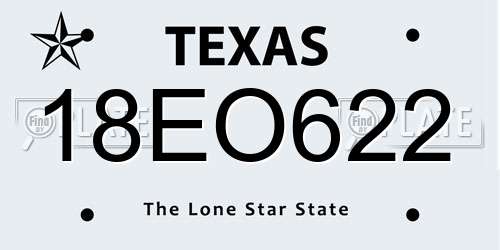 18EO622 Texas License Plate