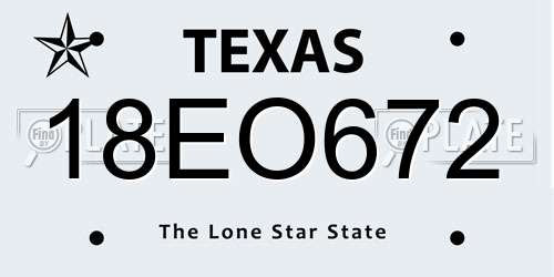 18EO672 Texas License Plate