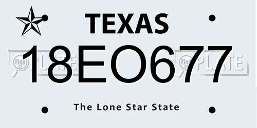 18EO677 Texas License Plate