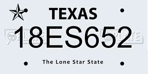 18ES652 Texas License Plate
