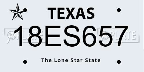 18ES657 Texas License Plate