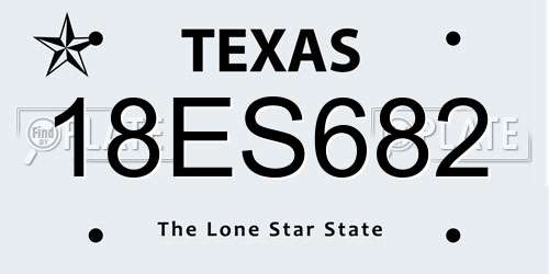 18ES682 Texas License Plate
