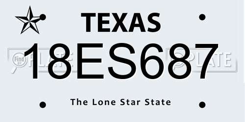 18ES687 Texas License Plate