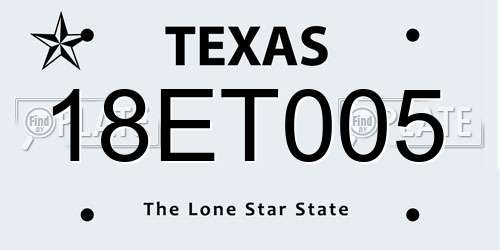18ET005 Texas License Plate