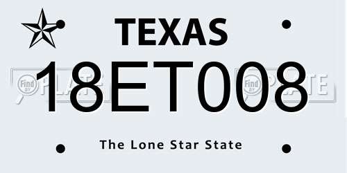 18ET008 Texas License Plate